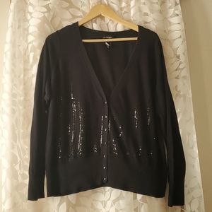 Lane Bryant Black Long Sleeved Sequined Cardigan Size 22/24